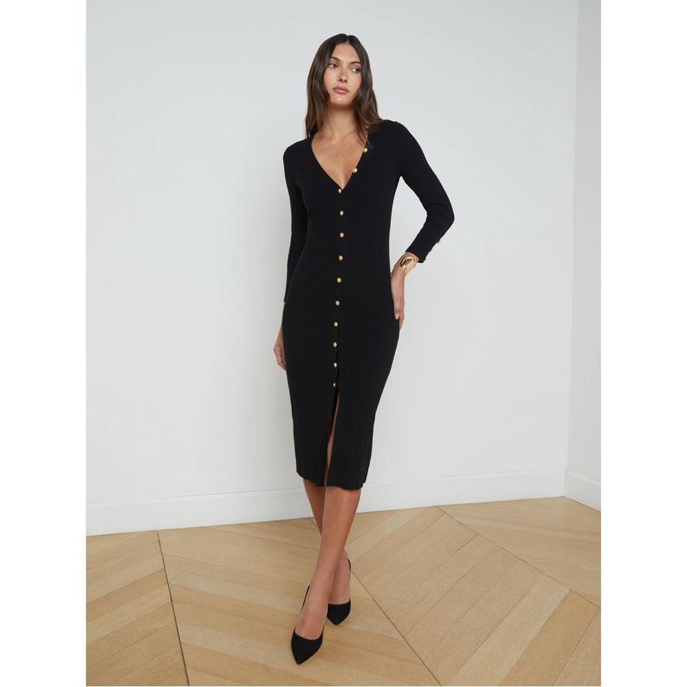 L’Agence‎ Kyra Dress in Black/Gold Size XXS